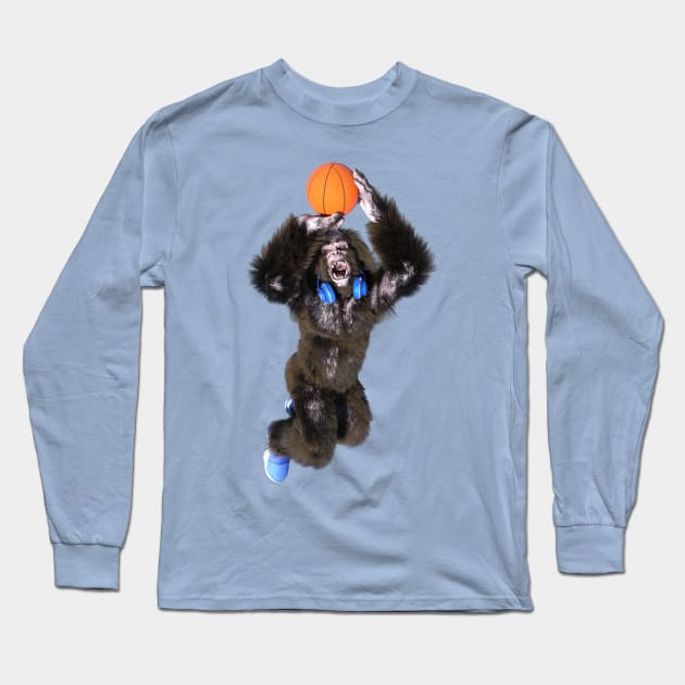 Bigfoot Slam Dunk Long Sleeve T-Shirt by vonHobo